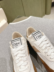 CHLOÉ 26S SNEAKERS IN WHITE MESH AND BROWN SUEDE