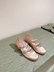 TRÈS VIVIER MARY JANE DOUBLE-STRAP IN NUDE SILK