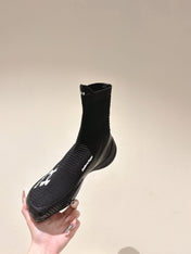 BALENCIAGA 25S HIGH-TOP SNEAKERS IN BLACK COTTON BLEND