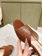 JEWELLED HEEL 55 MULE SANDALS IN RUSET BROWN CALFSKIN