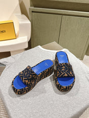 FENDI 26S PLATFORM SANDALS IN BROWN AND BLACK FABRIC STYLE 4