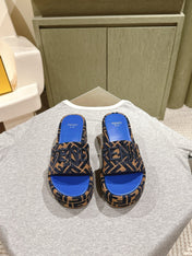 FENDI 26S PLATFORM SANDALS IN BROWN AND BLACK FABRIC STYLE 4