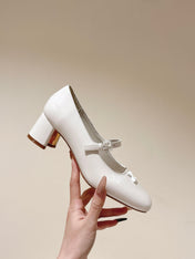 SWING HIGH MARY JANE 55 MM IN WHITE PATENT CALFSKIN