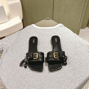CHLOÉ 26S SLIDE SANDALS IN BLACK LAMBSKIN