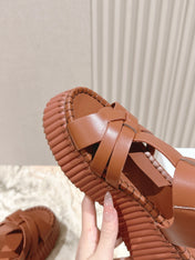 CHLOÉ 26S HIGH-HEELED SANDALS IN BROWN LAMBSKIN