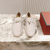 LP LOAFERS 25S IN DUSTY PINK SUEDE WITH SILVER HARDWARE