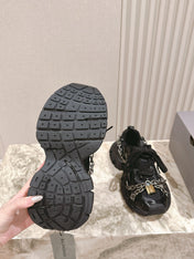 BALENCIAGA 25S 3XL SNEAKERS CHAIN-PADLOCK IN BLACK MESH FABRIC AND PU