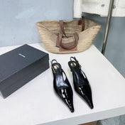 YSL 26S SLINGBACK HEELS 65 MM IN BLACK CALFSKIN