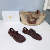 THE ROW 26S LACE UP SNEAKERS IN DARK BROWN SUEDE AND MESH