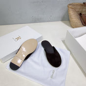THE ROW 26S ROUND TOE MULE FLATS IN DARK BROWN SUEDE