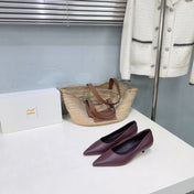 THE ROW 26S POINTED TOE PUMPS 35MM IN BURGUNDY RED CALFSKIN