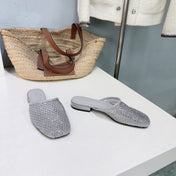 THE ROW 26S MULE FLATS IN GREY MESH FABRIC