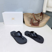 THE ROW 26S THONG SANDALS IN BLACK RUBBER AND CALFSKIN