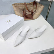 THE ROW 26S POINTED TOE MULE HEELS 35MM IN WHITE CALFSKIN