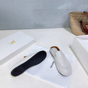 THE ROW 26S LOAFER MULES IN WHITE SMOOTH CALFSKIN