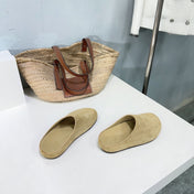 THE ROW 26S CLOG MULES IN BROWN SUEDE