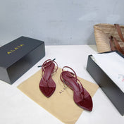 ALAIA 26S THONG SANDALS IN DARK RED CALFSKIN