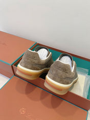 SNEAKERS IN MOSS SUEDE WITH CANVAS