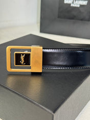 SL 25MM BELT IN BLACK CALFSKIN GOLD HARDWARE 456477
