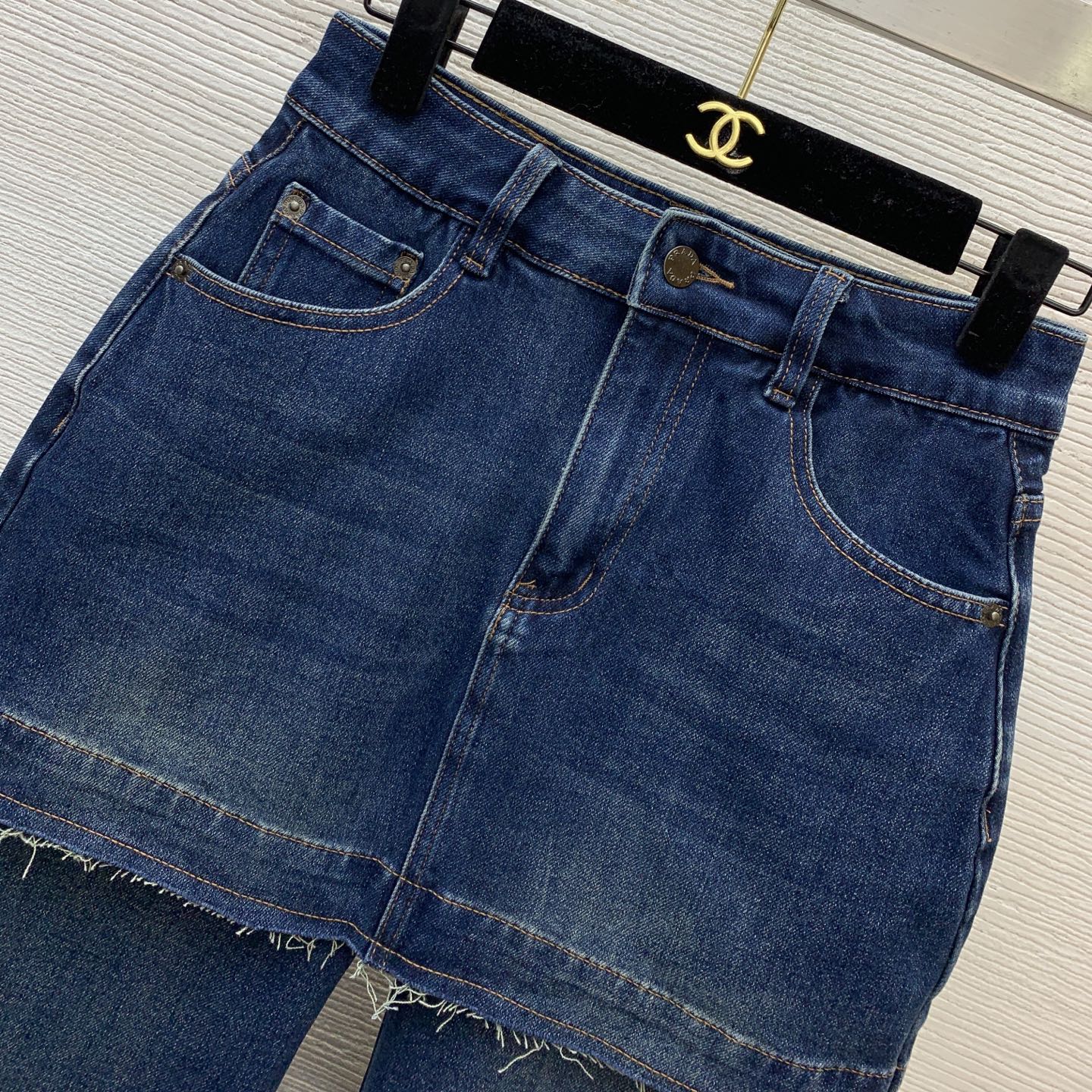 PRADA 26S DENIM MINI SKIRT FLARED JEANS 1341