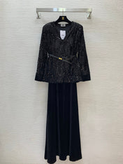 CELINE 26S SEQUIN BLOUSE AND VELVET MAXI SKIRT SET 628