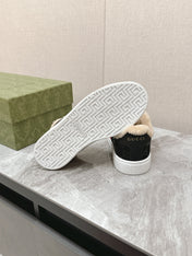GG ACE SNEAKER WITH WEB IN BLACK EMBOSSED SUEDE AND WOOL LINING