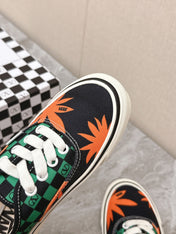 VALENTINO 25S GARAVANI X VANS SNEAKERS IN GREEN MIX BLACK CANVAS
