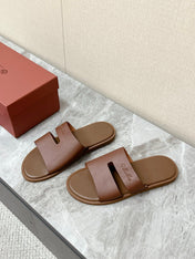 LP 26S CLASSIC H-CUT SLIDES IN BROWN CALFSKIN