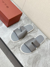 LP 26S CLASSIC H-CUT SLIDES IN GREY CALFSKIN