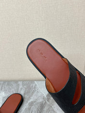 LP 26S CUTOUT SLIDES IN BLACK GRAINED CALFSKIN