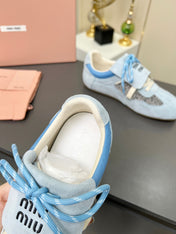 MIUMIU 26S SNEAKERS IN LIGHT BLUE SUEDE