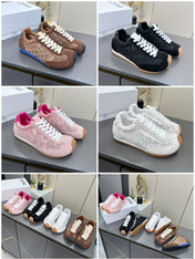 LOEWE 26S RUNNER 2.0 SNEAKERS IN WHITE SUEDE AND ANAGRAM JACQUARD