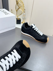 LOEWE 26S RUNNER 2.0 SNEAKERS IN BLACK SUEDE AND ANAGRAM JACQUARD