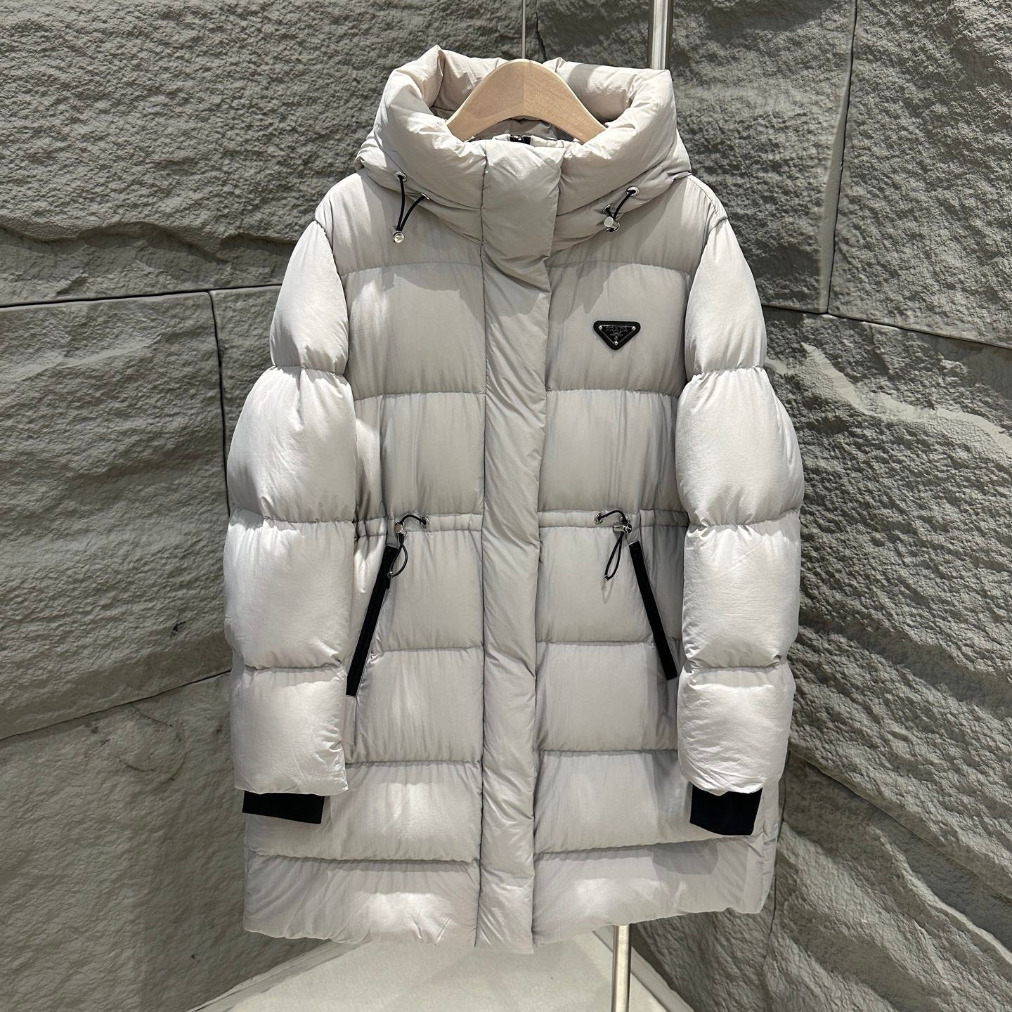 PRADA 25S LONG GOOSE DOWN COAT WITH HOOD 231