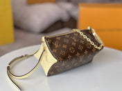BLOOM POUCH 22 IN BROWN MONOGRAM CANVAS AND PASTEL YELLOW CALFSKIN SIDES