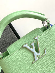 CAPUCINES MINI 21 IN LIGHT GREEN TAURILLON SILVER HARDWARE