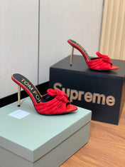 HIGH HEEL MULE 10 CM IN CHERRY RED SUEDE