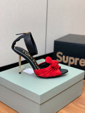 HIGH SANDAL 10 CM IN CHERRY RED SUEDE