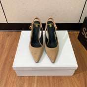 BALMAIN 26S SLINGBACK 95 MM IN LIGHT BROWN SUEDE