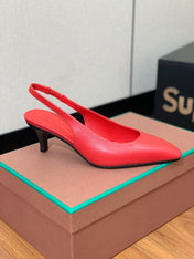 LP POINTED TOE MID-HEEL SLINGBACK ROSE CALFSKIN