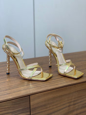 GIANVITO ROSSI 26S CRYSTAL HEELS 105 MM IN GOLD LAMBSKIN