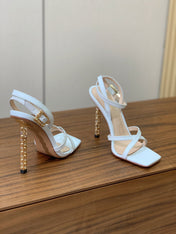 GIANVITO ROSSI 26S CRYSTAL HEELS 105 MM IN WHITE LAMBSKIN