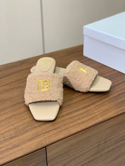 BALMAIN 26S SANDALS IN BEIGE WOOL AND CALFSKIN