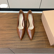 GIANVITO ROSSI 26S STILETTO PUMPS 95 MM IN BROWN CALFSKIN