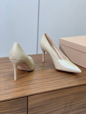 GIANVITO ROSSI 26S STILETTO PUMPS 95 MM IN BEIGE KHAKI CALFSKIN
