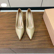 GIANVITO ROSSI 26S STILETTO PUMPS 95 MM IN BEIGE KHAKI CALFSKIN