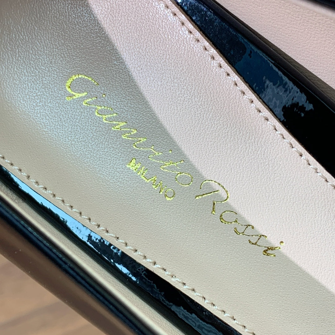 GIANVITO ROSSI 26S STILETTO PUMPS 95 MM IN BLACK PATENT CALFSKIN