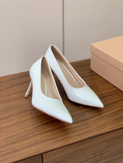 GIANVITO ROSSI 26S STILETTO PUMPS 95 MM IN WHITE CALFSKIN