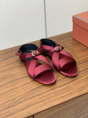 SANDALS IN RUBY RED SATIN