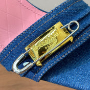 BALMAIN 26S HEELED SANDALS 95 MM IN BLUE DENIM WITH GOLD HARDWARE